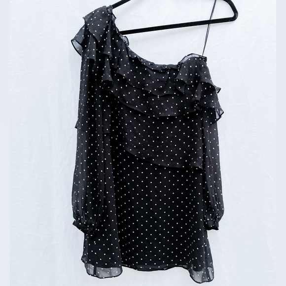 (New with Tags) Intermix Juliette One Shoulder Ruffle Front Mini Dress, Medium - Picture 7 of 12